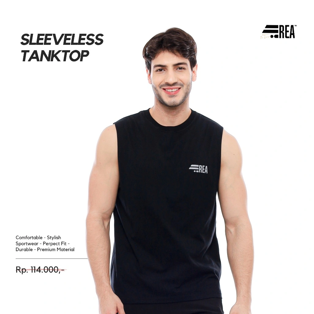 REA ACTIVEWEAR - Sleeveless Basic Raw Cut Tanpa Jahitan Samping
