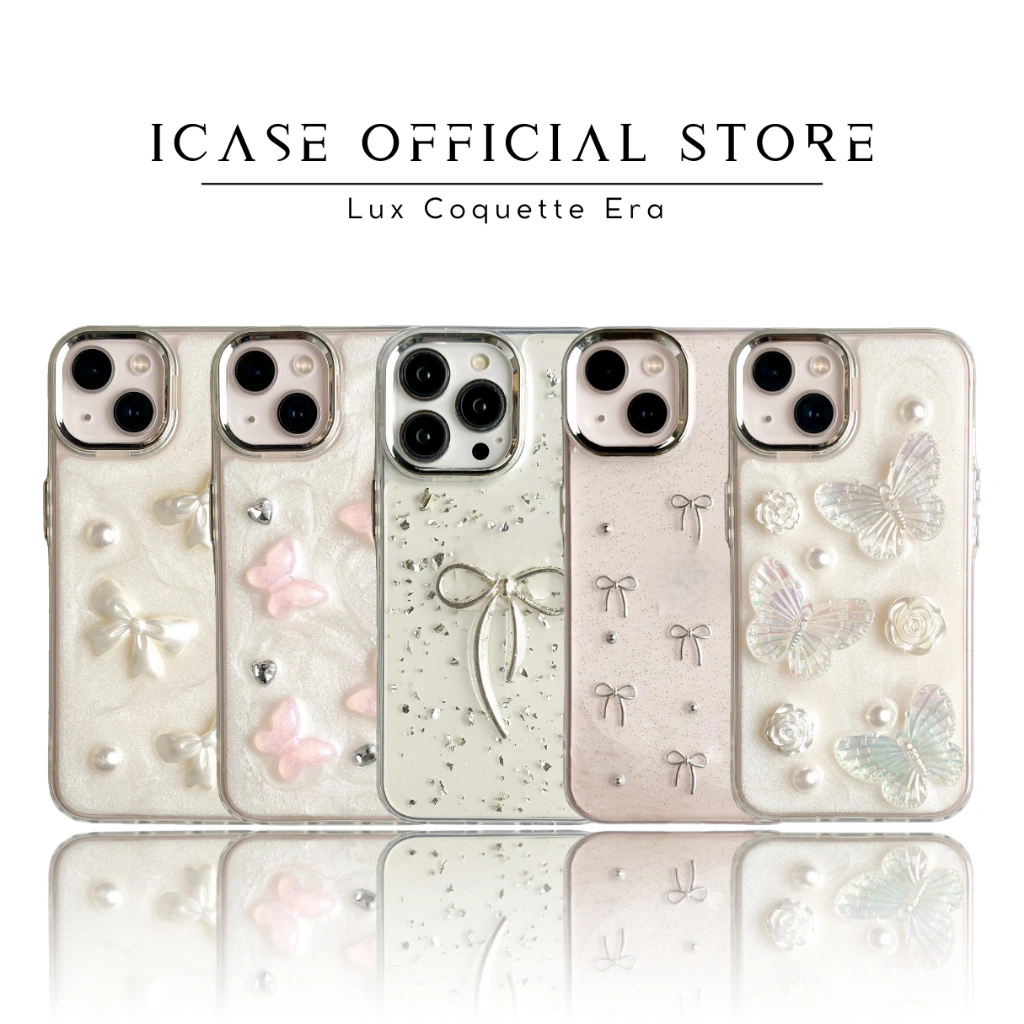 ICase_Store LUX 3D Silver 5 Motif Softcase Silikon Casing Hp Case iPhone 11 PRO MAX 12 PRO MAX 13 PRO MAX 14 14PLUS14PRO MAX 15 15PLUS15PRO MAX Sederhana Metalic Frame Mewah Square Edge Case Aesthetic Cewek-Case iPhone LUCU SILVER Pita ribbon Coquette