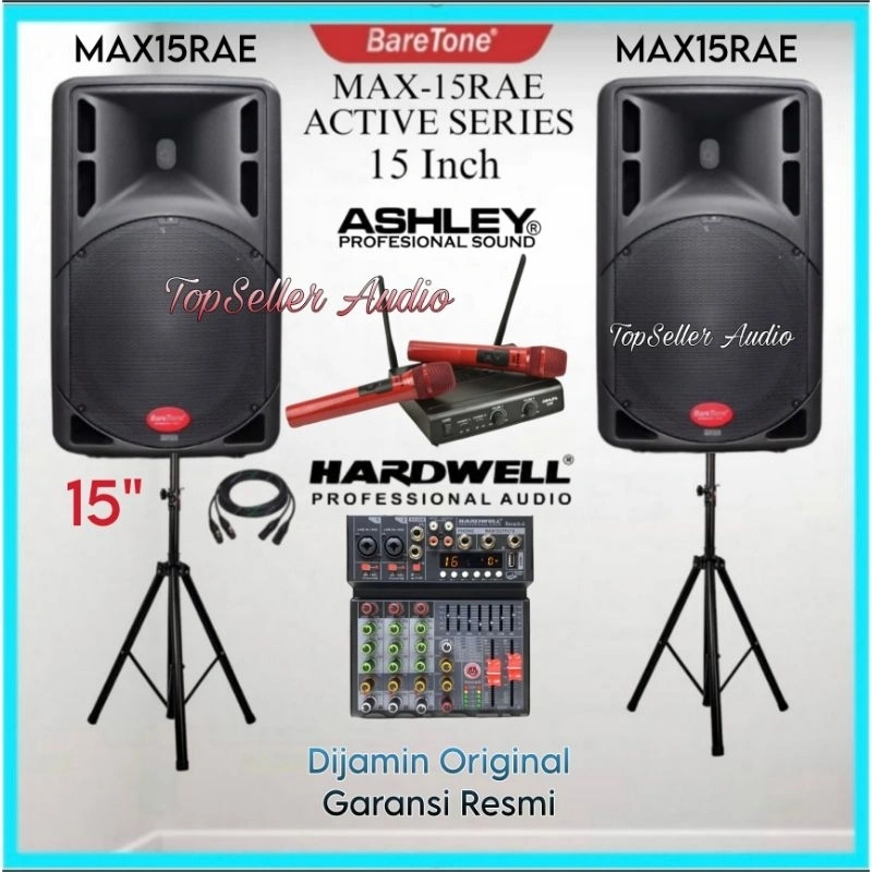 Paket Sound System Karaoke & Live Musik Speaker Aktif BareTone 15 Inch Original Komplit garansi resmi Fullset