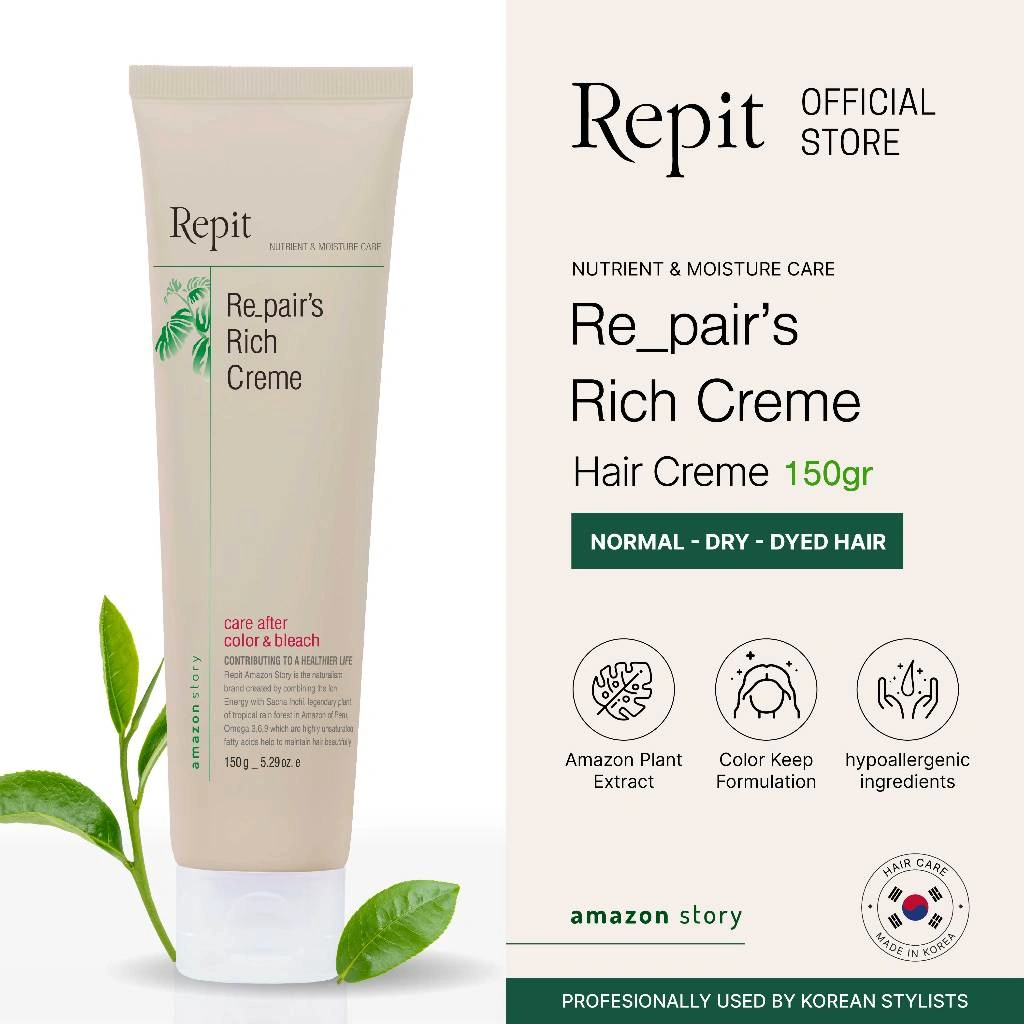 Repit Amazon Story Repair’s Rich Creme Anti Split Ends - Krim untuk Rambut Rusak/Kering Akibat Proses Kimia dan Panas