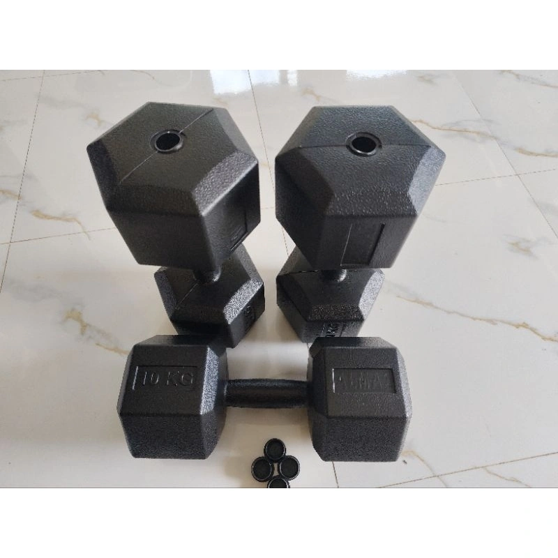 barbel 10kg HEXAGONAL ( 1 PCS) PLUS TUTUP kosongan tanpa isi