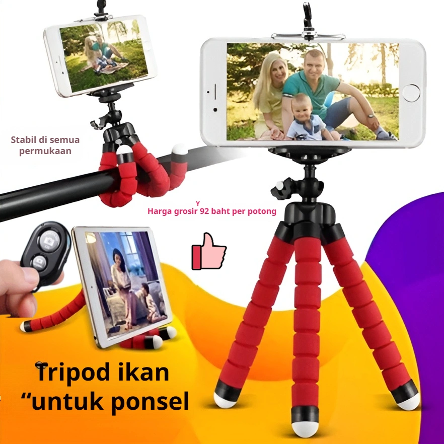 ❤️Desain Super Portabel❤️Tiang Ponsel "Lazy Man" dengan 8 Kaki / Ringan dan Mudah Disimpan / Foto di Mana Saja / Cocok untuk Perjalanan/Desktop portable mobile phone holder lazy sponge octopus mobile phone holder desktop lazy holder