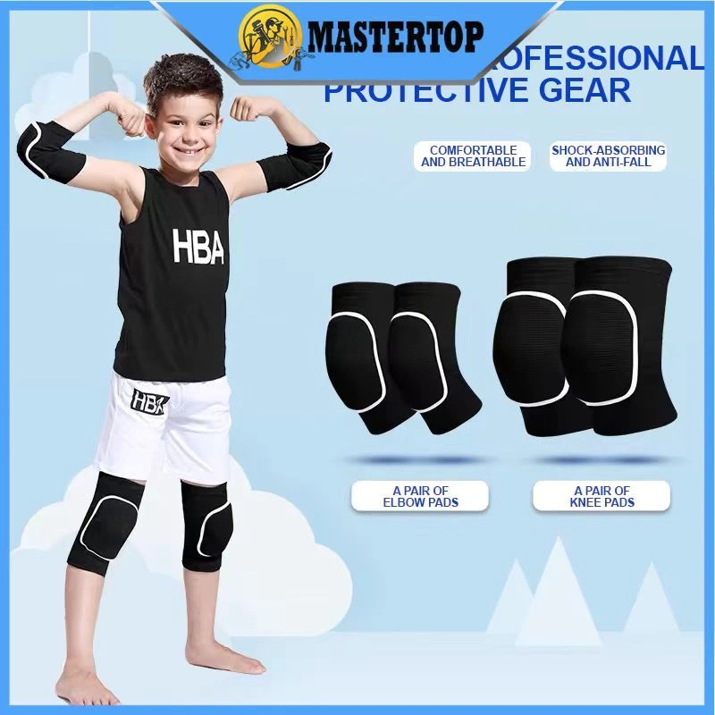 【READY】Set-bantalan-lutut-dan-siku-anak-anak-perlengkapan-pelindung-sepak-bola-basket-untuk-anak-laki-laki-bantalan-lutut-spons-olahraga-tari-profesional-untuk-anak-perempuan
