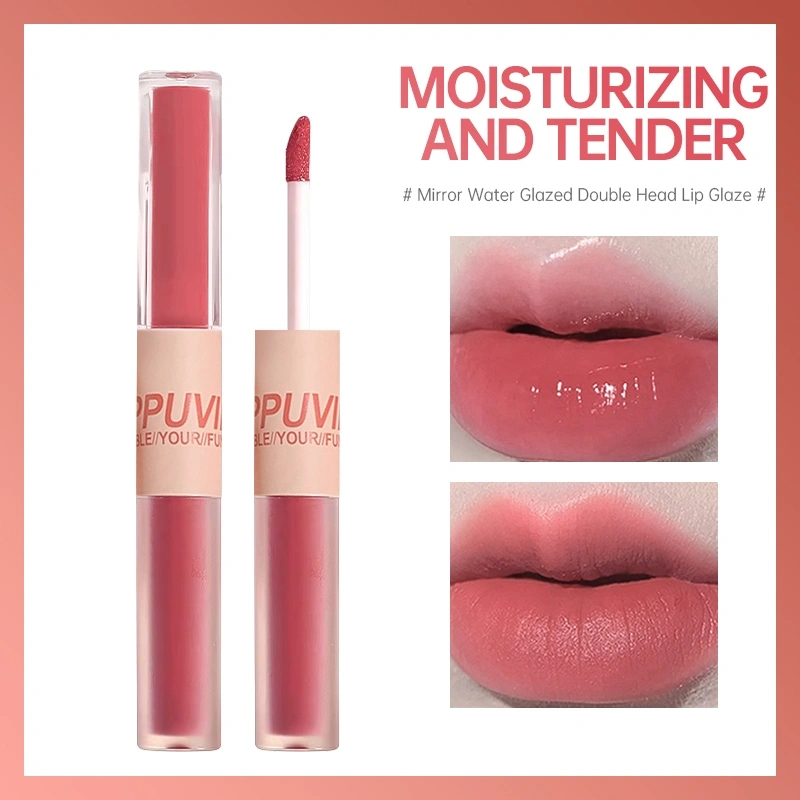 COD⭐Cappuvini 2in1 Lip Cream Lip Mud Dua Sisi Lipstick Glossy Watery Glossy Matte Liptint Waterproof-sweetmint