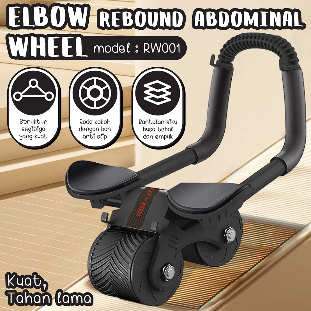 HTD Sport Abdominal Roller Elbow Wheel Alat Olahraga Sit Up Alat Latihan Otot Perut BLACK