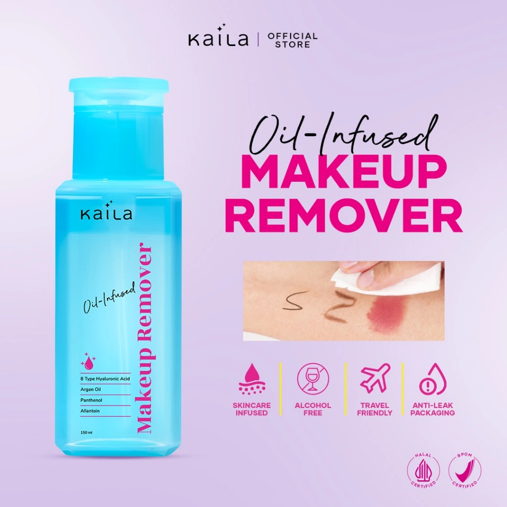 Kaila Oil-Infused Makeup Remover 150ml Pembersih Makeup Waterproof | Melembapkan Hydrating
