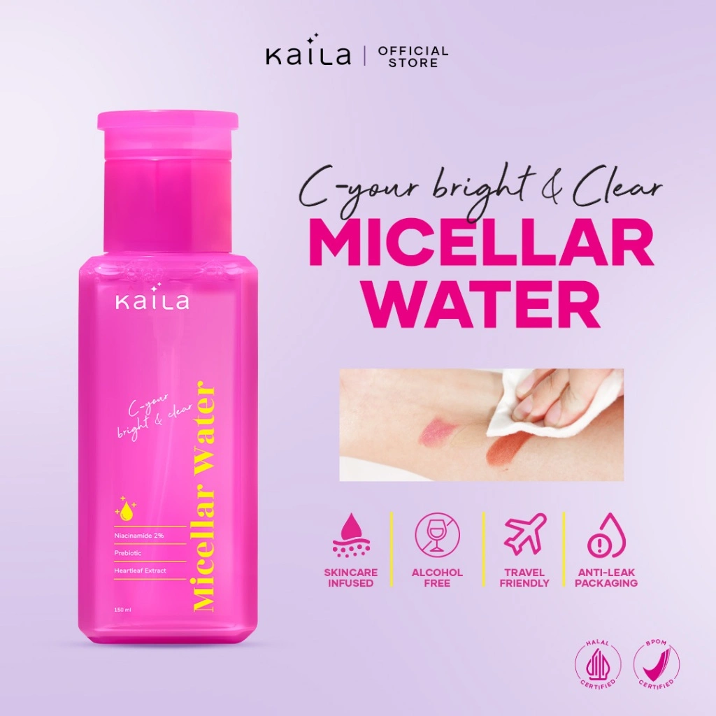 Kaila C-Your Bright & Clear Micellar Water 150ml Pembersih Wajah Mencerahkan | Brightening Daily Makeup Remover