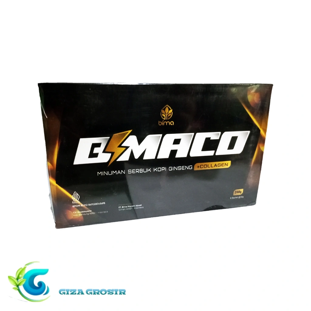 BIMACO 8 Sachet Serbuk Kopi Ginseng dan Collagen Energy Booster Untuk Stamina dan Cegah Penuaan Dini