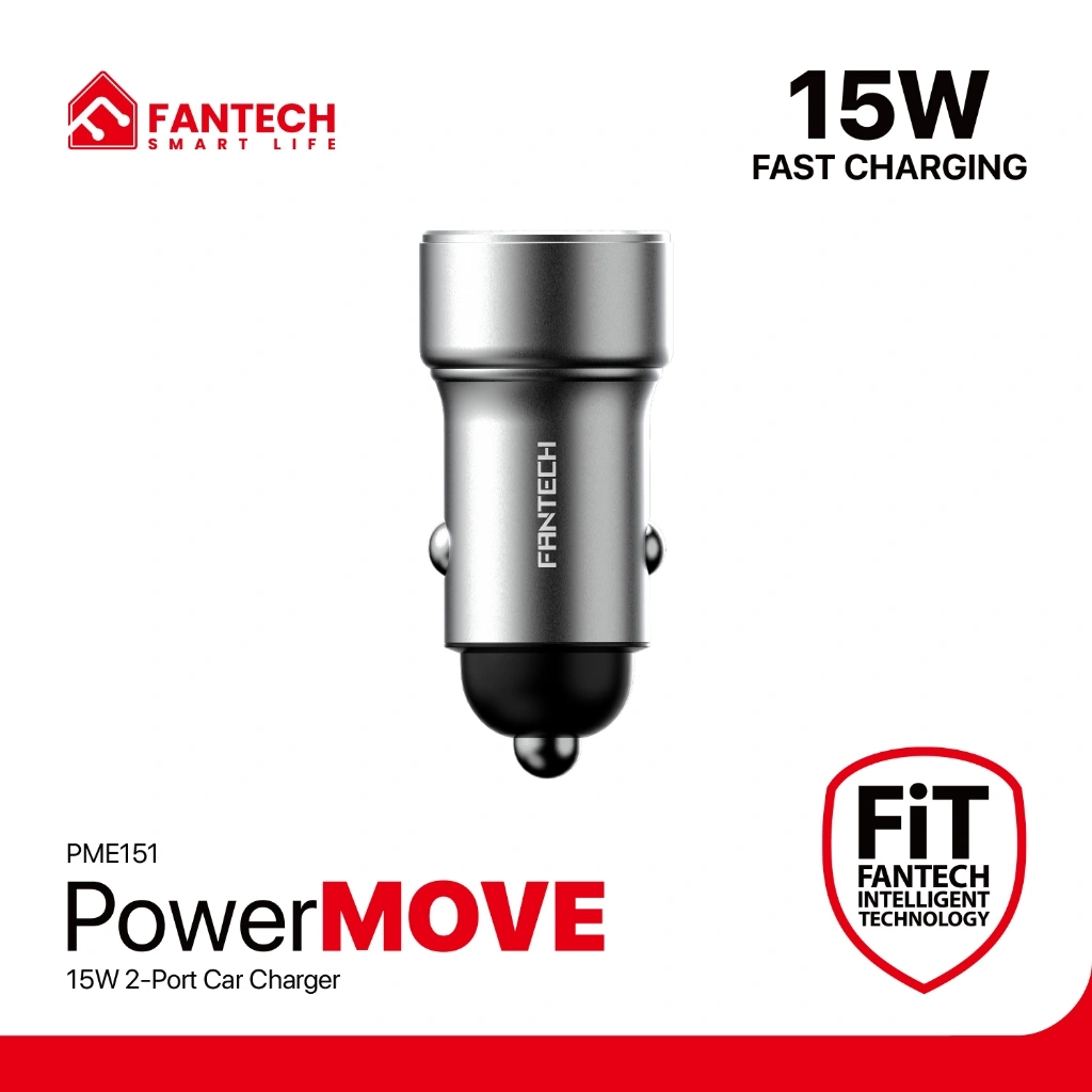 Fantech Life Car Charger Fast Charging Powermove 15W 2 Port PME151 Pengisian Cepat & Kompatibel Luas