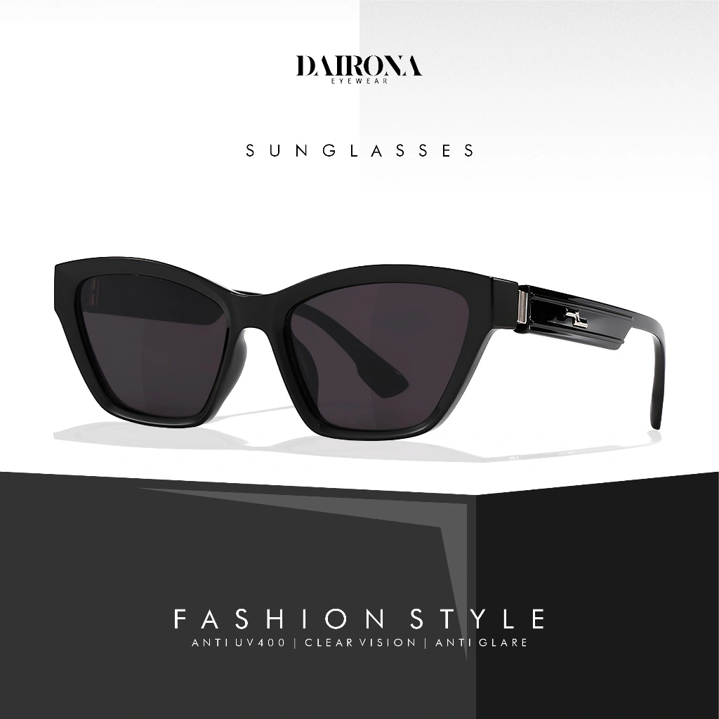 Dairona Eyewear Kacamata Hitam Sunglasses Style UV400 Anti Glare Kacamata Hitam Terbaru Cat Eye Fashion Style Gaya Korea Bahan PC Wanita 90152