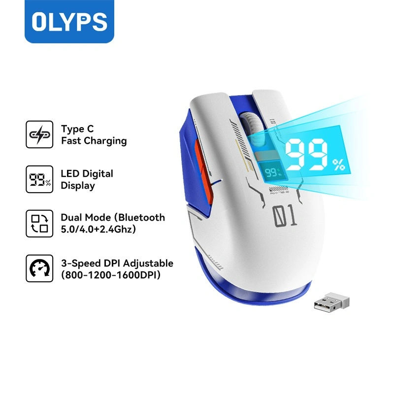 OLYPS Mouse Wireless Bluetooth Gaming Silent Click Rechargeable Laptop Tanpa Kabel Optical 1600DPI