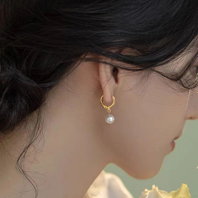 Anting mutiara Anting Wanita Anting Titanium Anti Karat Anti Luntur desain sederhana Anting Korea