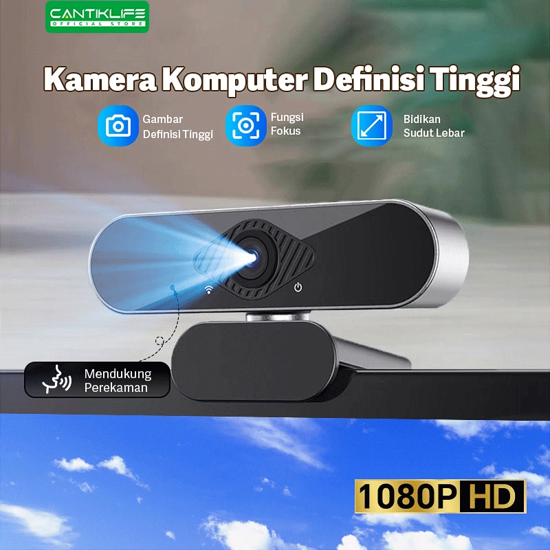 Kamera Komputer 4K HD Kamera untuk Siaran Langsung/Rapat/Video/Kelas Online Putaran 360° Kamera Eksternal dengan Mikrofon HD Terpasang