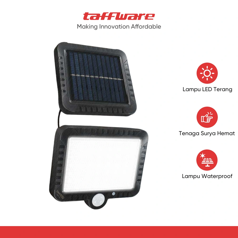 TaffLED Lampu Taman Solar Panel PIR Motion Sensor 56 LED - DPT18 - Black