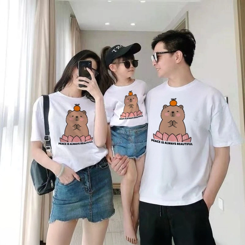 KAOS WANITA DAN ANAK BINATANG CAPYBARA Lucu Imut | T-shirt Lengan Pendek Wanita dan Anak _ Herlin Collection