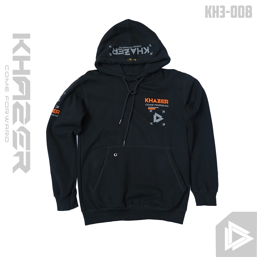 KHAZER Hoodie Pullover Grey Font Sweater Pria&Wanita Unisex - KH3-008