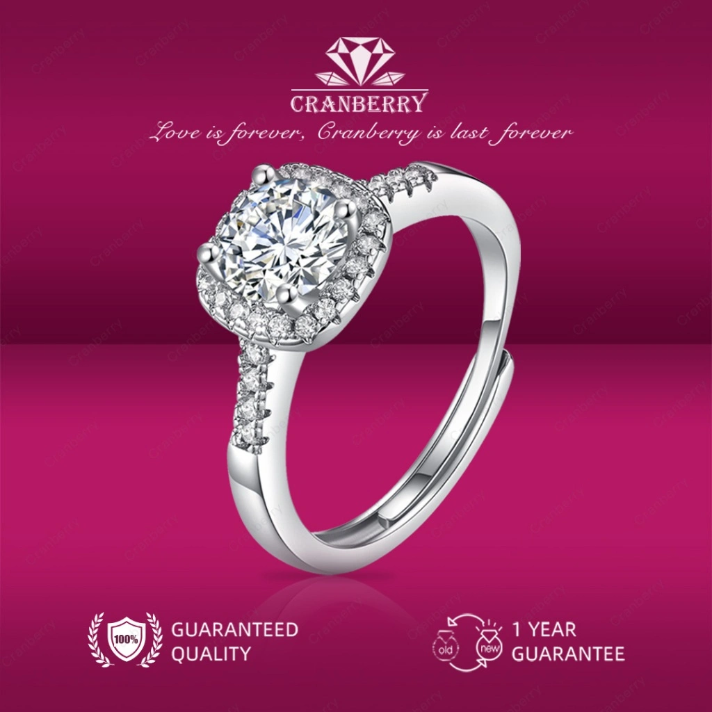 Cincin Perhiasan Wanita Ring Couple Wanita Premium Persegi Fashion Cranberry Jewelry High Quality Grade 5A Berlapis Anti Karat Luntur Berubah Garansi 1 Tahun R01