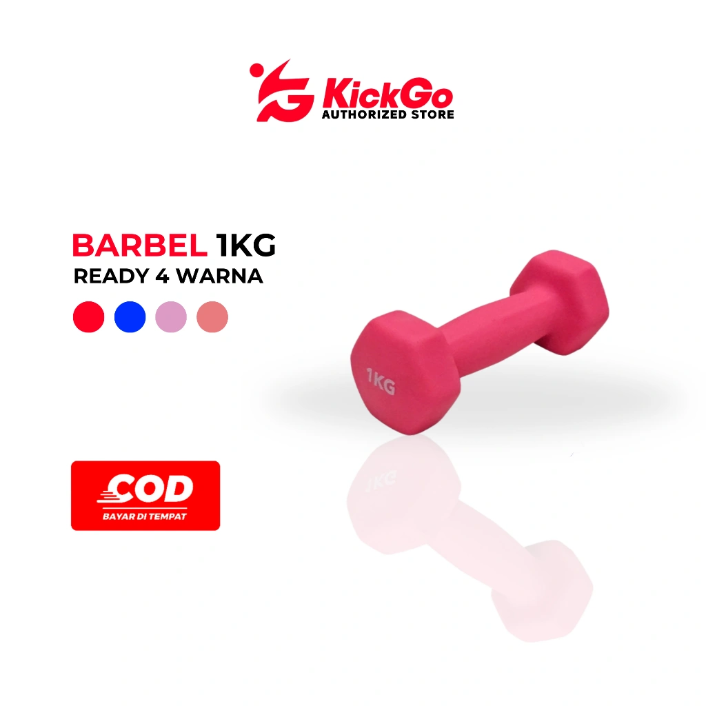 KickGo Barbel Dumbell 1Kg Neoprene Vynyl Gym Fitness Cewe