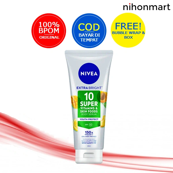Nivea Extra Bright 10 Super Vitamins & Skin Foods (Youth Protect) Body Serum 180ml