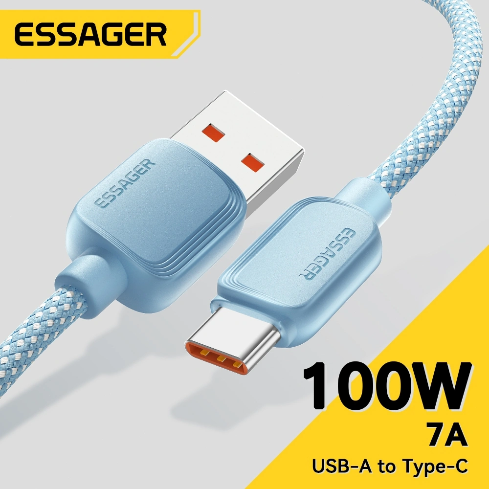 ESSAGER 7A 100W Kabel Data Usb A To Type  c Fast Super Charging  QC3.0 Fast Charging 1 Meter Dan 2 Meter Untuk ip Xiaomi
