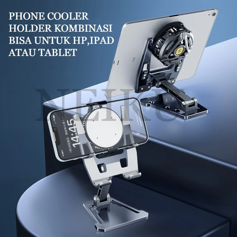 NEIKU Phone Cooler Holder Phone Holder Stand Holder HP Cooler Dudukan Untuk Handphone Holder Tablet Allumunium Alloy