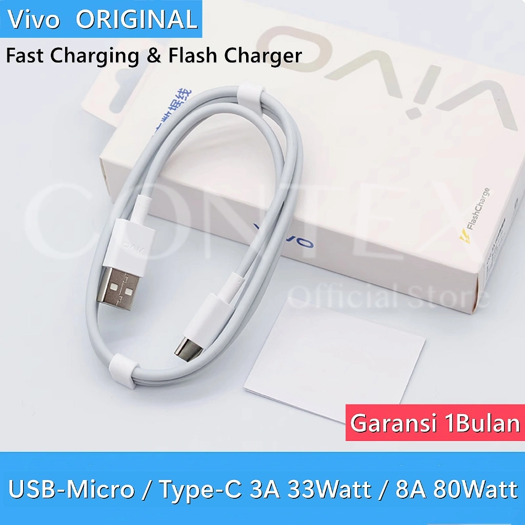 VIVO Kabel Data Micro USB Type C USB 3A 8A ORIGINAL Fast Charging Flash Charger