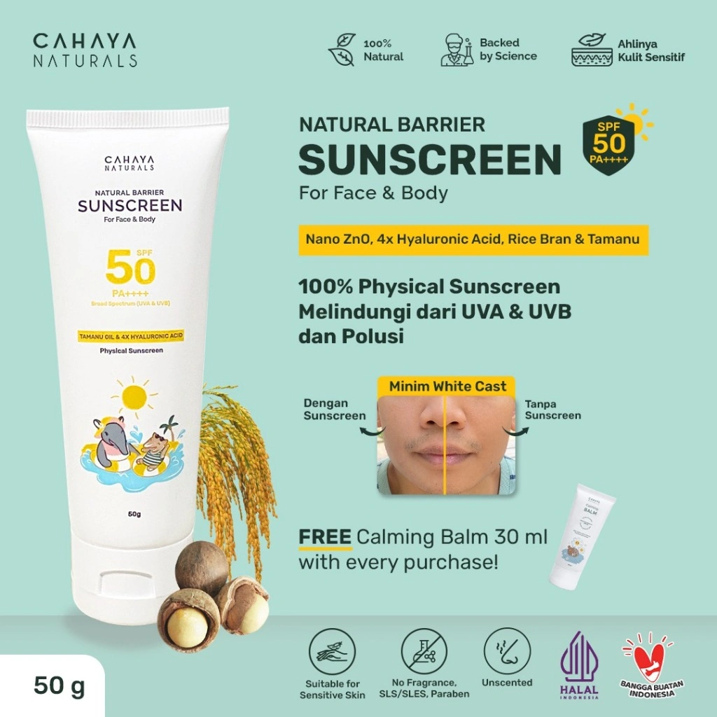 Promo Live Streaming - Cahaya Naturals Physical Sunscreen SPF 50+ PA+++ | FREE Calming Balm