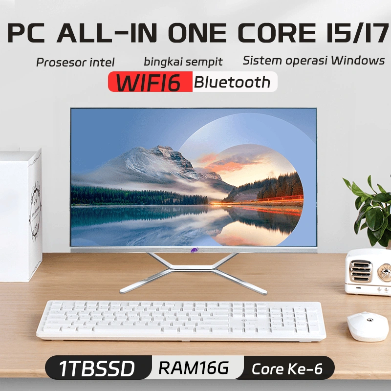 MA Komputer All-in-One baru, dilengkapi dengan prosesor Intel Core i7 Generasi ke-6, RAM 16GB + SSD 512GB, layar 22/24/27 inci, cocok untuk permainan berat, desain grafis, rendering, dan pekerjaan kantor. Dilengkapi dengan keyboard dan mouse.