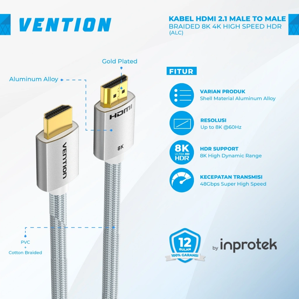 Vention Kabel HDMI 2.1 Male to Male Premium 8K 4K High Speed HDR