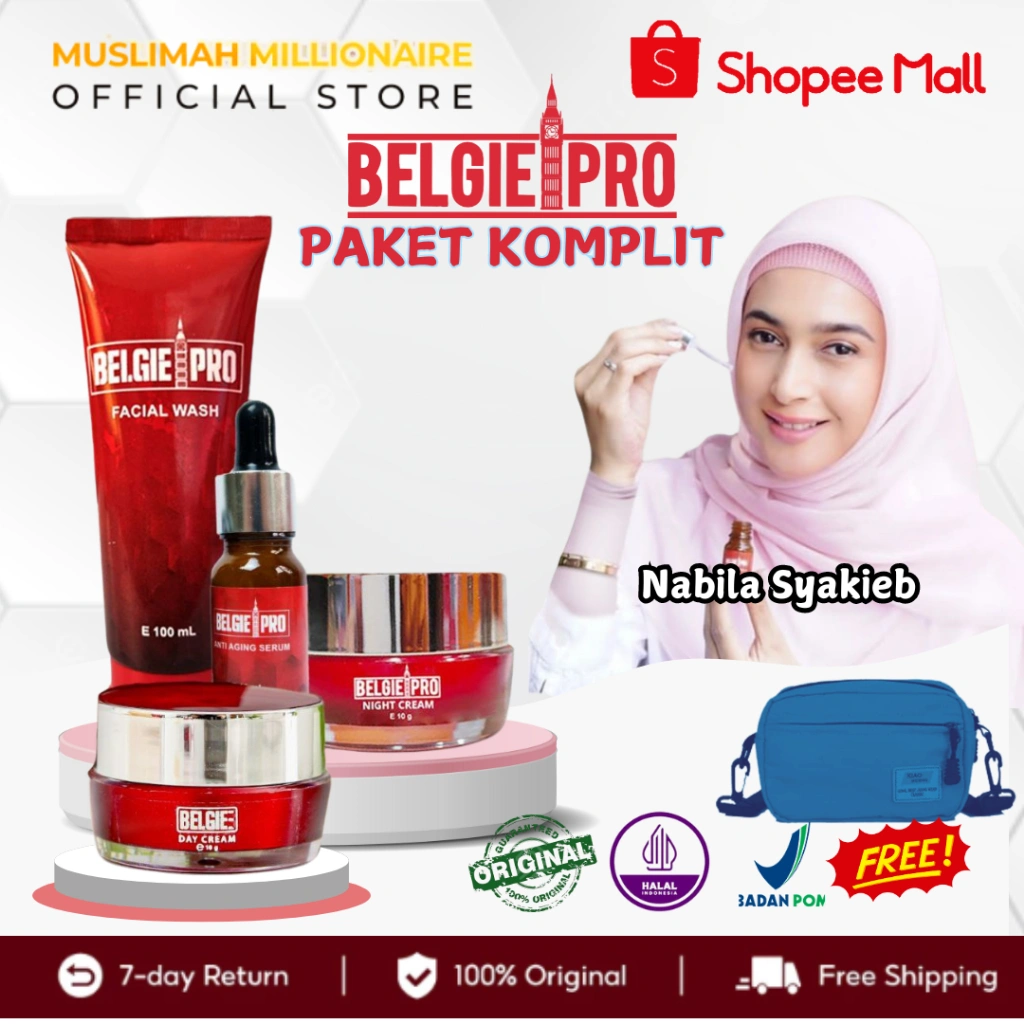 Belgie Pro Paket Lengkap Perawatan Wajah Serum Wash Day & Night Cream