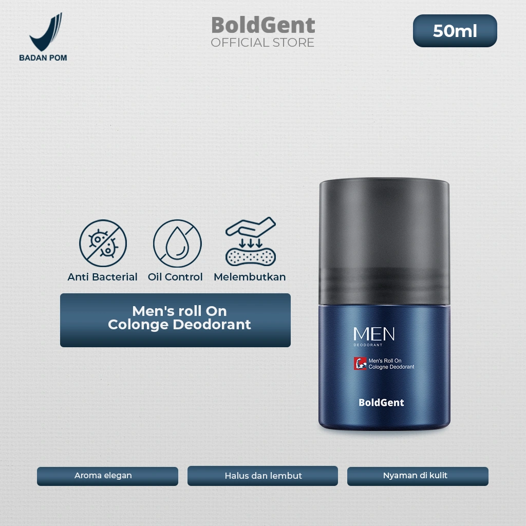 BOLDGENT Men's Roll On Cologne Deodorant - Deodoran Pria Segar Tahan 72 Jam