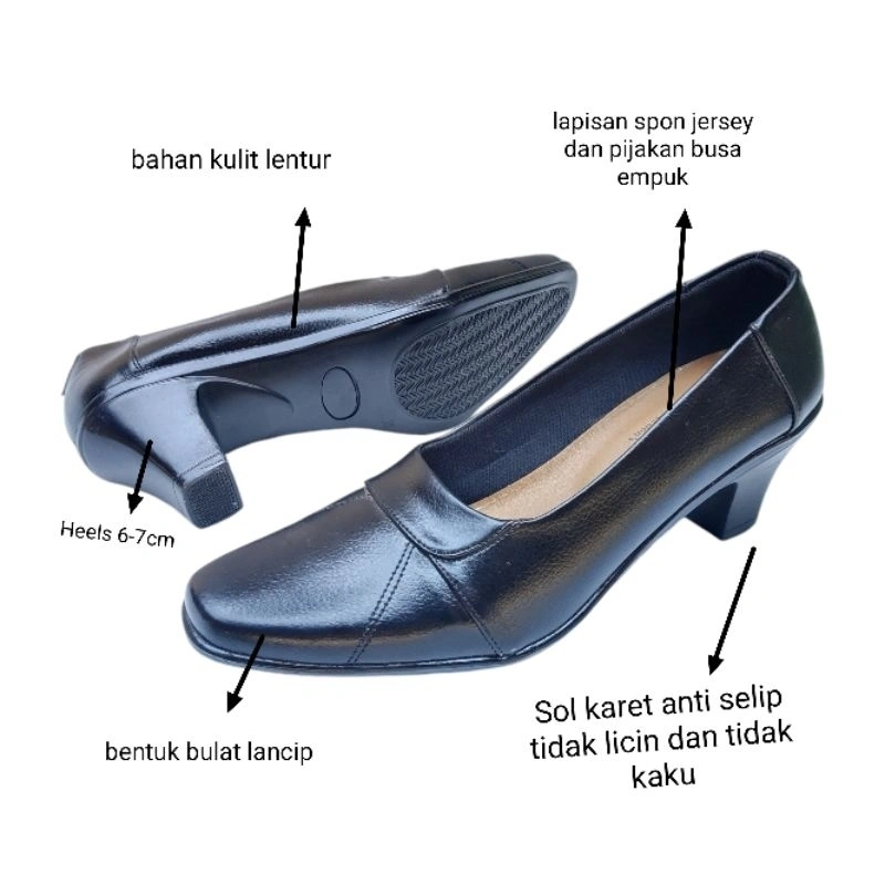 d&f 1001 | Sepatu Pantofel Formal Wanita Higtheels 7cm Kulit Lembut