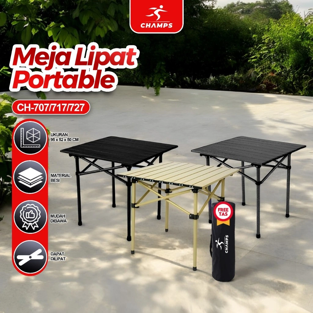 CHAMPS Meja Lipat Plastik Murah – Meja Belajar, Laptop Portable untuk Anak, Rumah & Kantor Serbaguna