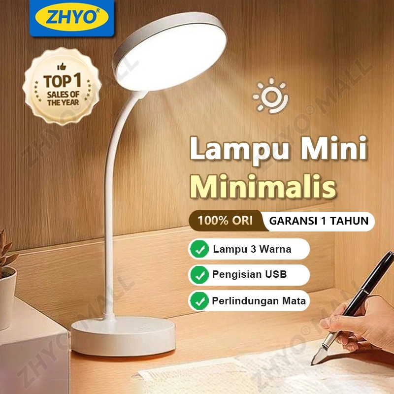 100% Original Lampu Meja LED Lampu Belajar 3 Warna Lampu malam untuk perawatan mata anak Pengisian daya USB Dapat dilipat Lampu Kamar Tidur Tidur