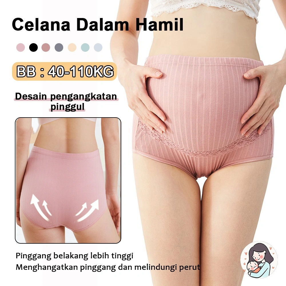 CD Jumbo Celana Dalam Bumil Ibu Hamil High Waist Bahan Katun Perempuan Putih Maternity Panties Pakaian Dalam Wanita 837