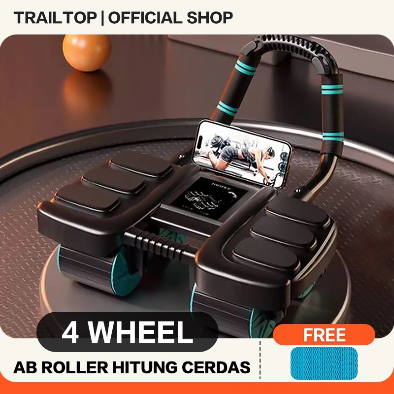 TrailTop Ab Wheel Roller Hitung Cerdas Ab Roller 4 Wheel Alat Olahraga Di Rumah 3in1