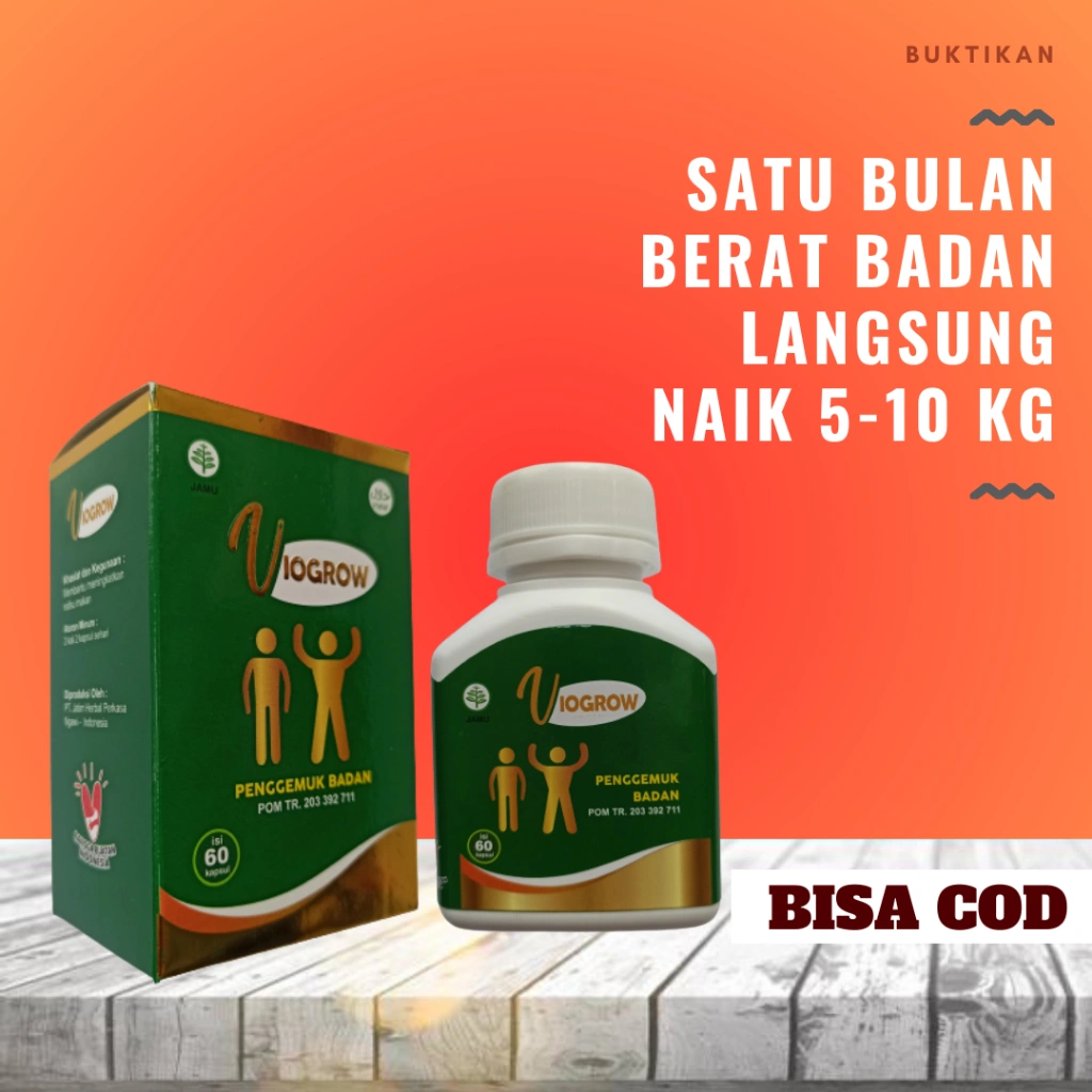 Dijamin Original Viogrow Obat gemuk Permanen Penggemuk badan herbal alami serta penambah nafsu makan badan bikin cepat gemuk VIOGROW suplemen penambah berat badan Vitamin napsu makan pengemuk herbal alami BPOM