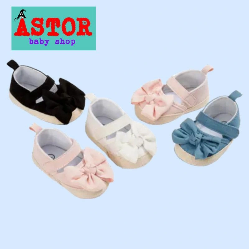 sepatu bayi perempuan pita depan untuk usia anak 1-14 bln