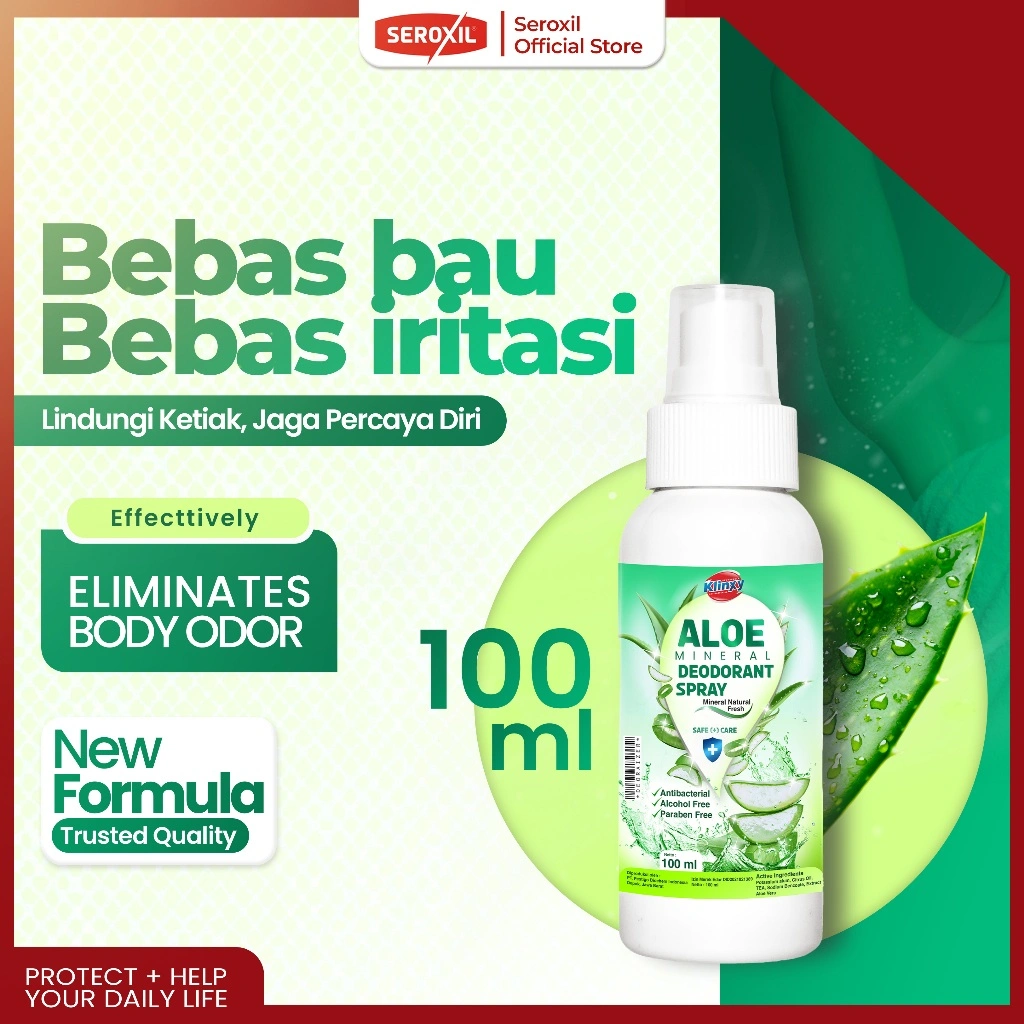 Seroxil Aloe Mineral Deodorant Spray/Penghilang Bau Badan Ketiak Hitam 100ml