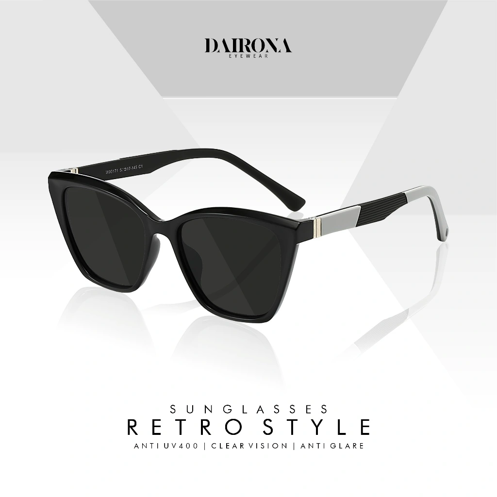 Dairona Eyewear Kacamata Hitam Cat Eye Sunglasses UV400 Polarized Anti Silau Kacamata Hitam Keren Fashion Terbaru Wanita Bahan PC W90171