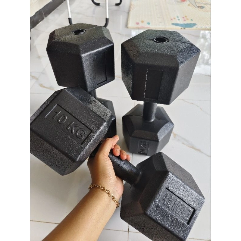barbel dumbel 10kg HEXAGONAL ( 2 biji) kosongan tanpa isi