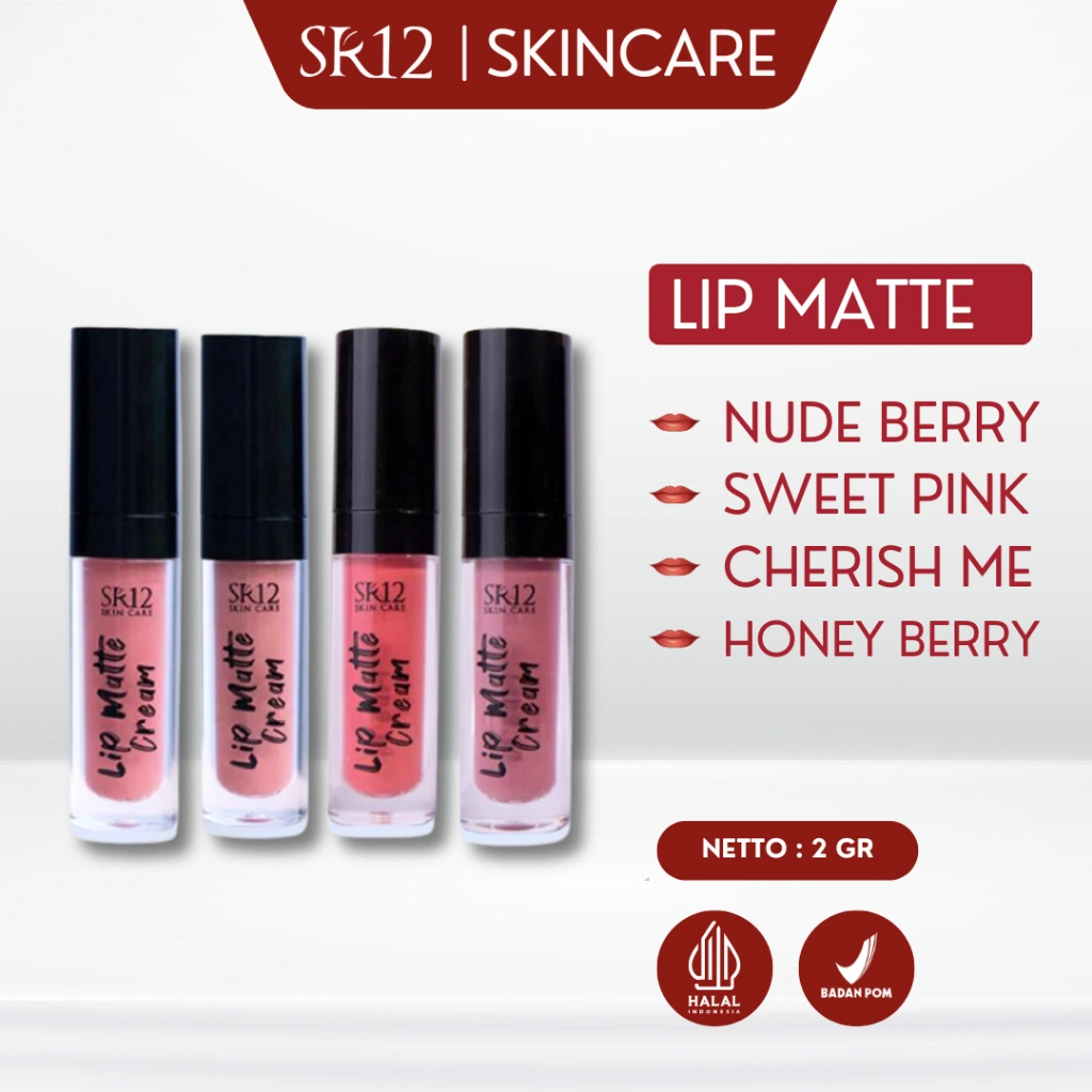 Lip Cream SR12 Lipstik Matte dan Glossy Cantik Tahan Lama Tidak Membuat Bibir Kering