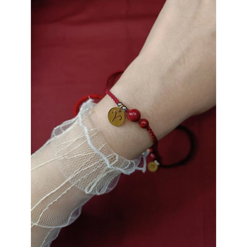 Gelang Tangan Zodiak Stainless steel Manik Pasir Merah Tali Simpul HSZD Gelang Adjustable Anti Karat Tahan air. Zodiak Stainless Bracelets