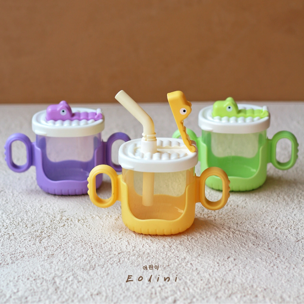 [ Eolini ] Plastic Sippy Cup Glass Baby Toodler Aligator / Sippy Cup Gelas Anak Bayi Model Buaya