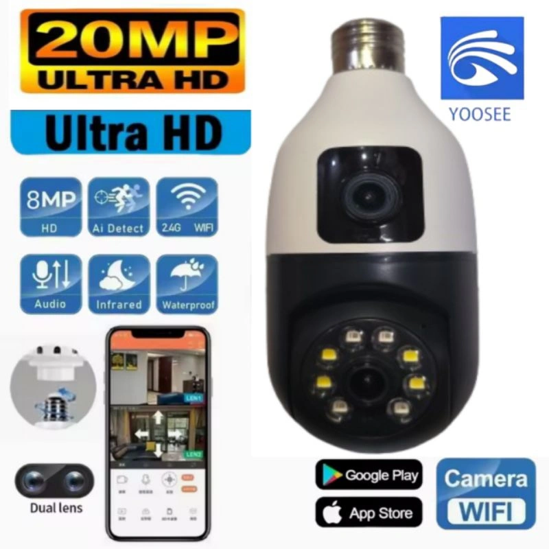 Yoosee PTZ Lampu Dual Lensa 20MP IP Camera CCTV Speed Dome