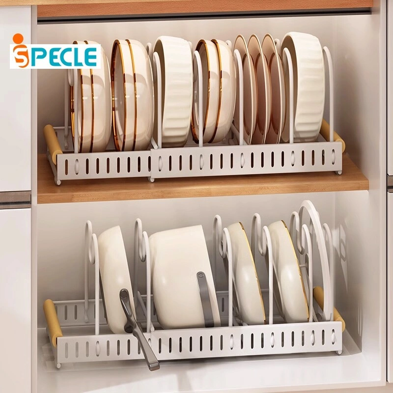 iSPECLE Rak Panci Penyesuaian Jarak Lapisan Secara Gratis Rak Dapur Serbaguna Panci Holder Organizer Rak Panci Susun