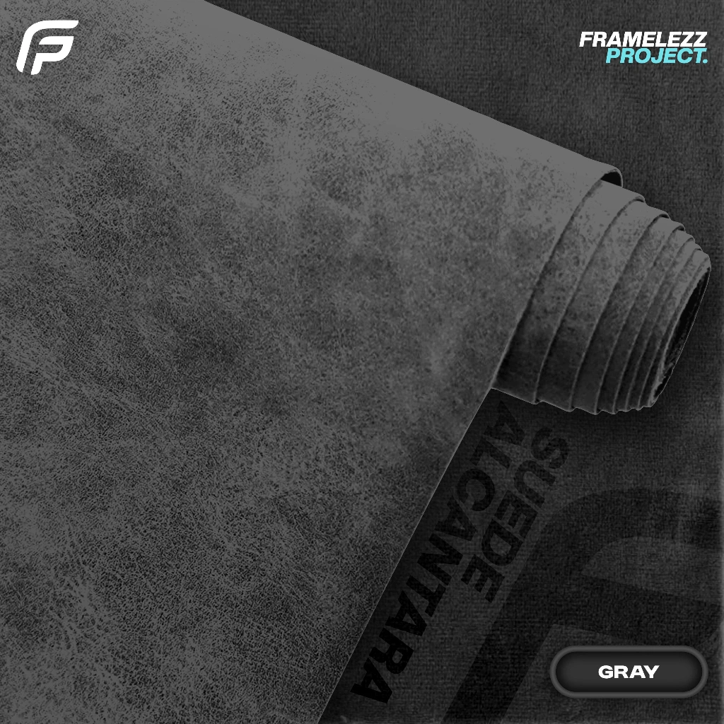 Suede Stiker /Sticker Alcantara/Alcantara Sticker/ Kain Suede / Kain Alcantara Interior Mobil DIY /Alcantara Wrap - Dark Grey