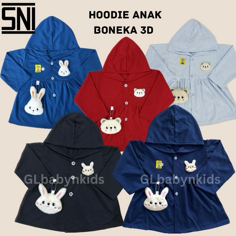 Jaket Outer Hoodie Anak Perempuan Boneka 3D SNI