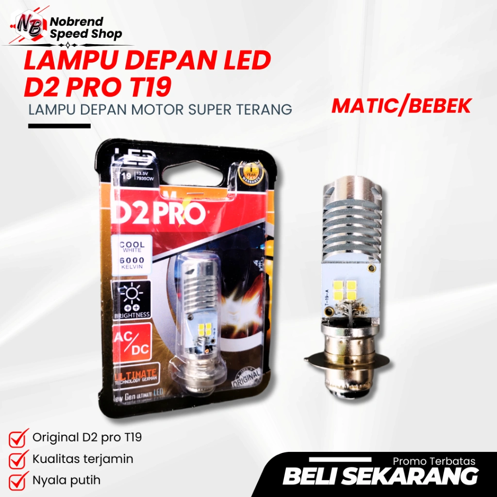 LAMPU AC DC LAMPU LED UTAMA DEPAN 2LED MOTOR BEBEK ACDC DAN MATIC SOKET M5 D2 PRO LED 2 SISI PNP PUT