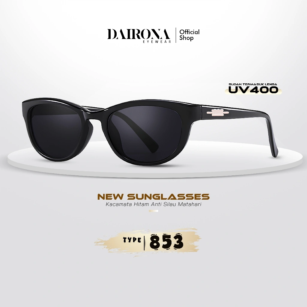 Dairona Eyewear Kacamata Hitam Cat Eye Gaya Korea UV400 Polarized Kacamata Hitam Sunglasses Terbaru Pria Wanita Cat Eye 853